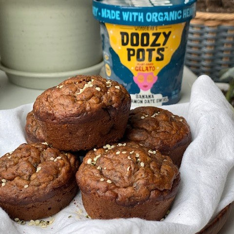 Vegan Banana Date Oat & Hemp Muffins